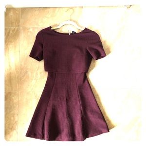 H&M burgundy skater dress sz 2